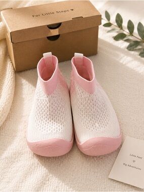 Russ Kids Pink and White Slip-On Knit Sneakers